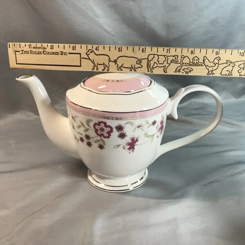Grace Teaware Pink Floral Tea Set 11pc Teapot Sugar Creamer Trios New In Wrapper